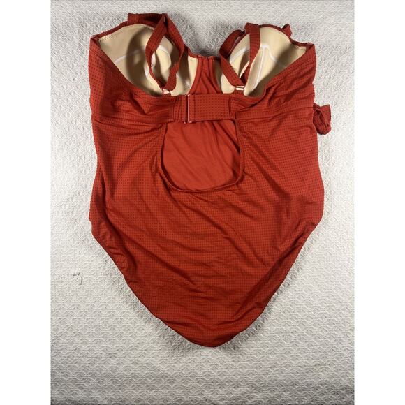 RHODE Women's Embossed Dot Ruffle One Piece Swimsuit Size Orange Ish Red XXL - Picture 9 of 11